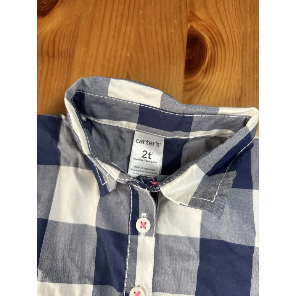 Toddler Girls' Carter's Blue & White Collared Gingham Dress Size‎ 2T